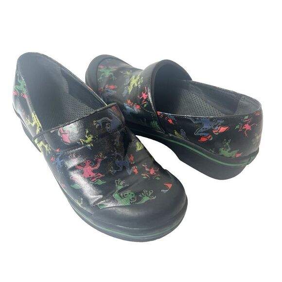 Dansko Glossy Frogs Print Synthetic Clog Womens EU 41 US 10.5-11 Comfort Slip On - Picture 1 of 11
